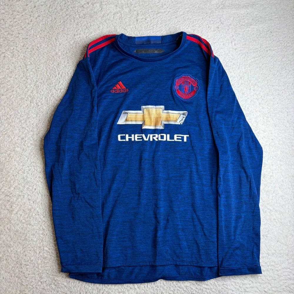 Adidas Manchester United Long Sleeve Training Jersey Blue AI6703 Mens Large